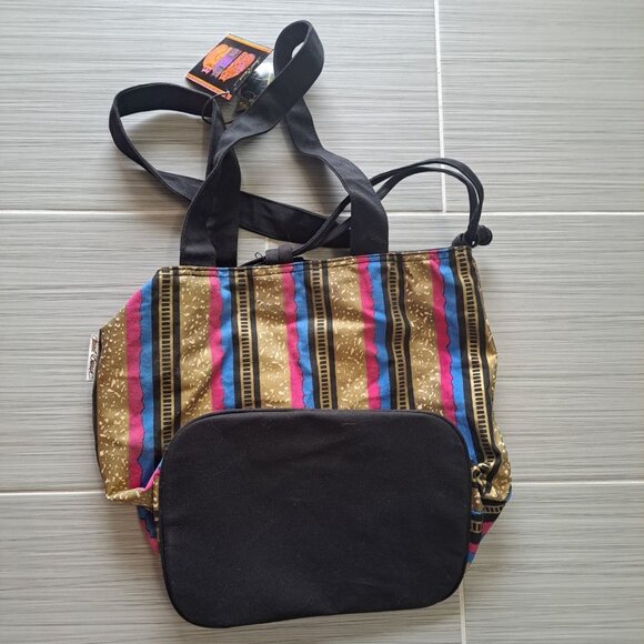 NWT Laurel Burch Cat Parrot Canvas Drawstring Tote Bag 12x14x8 Bag Charm READ - Picture 4 of 9